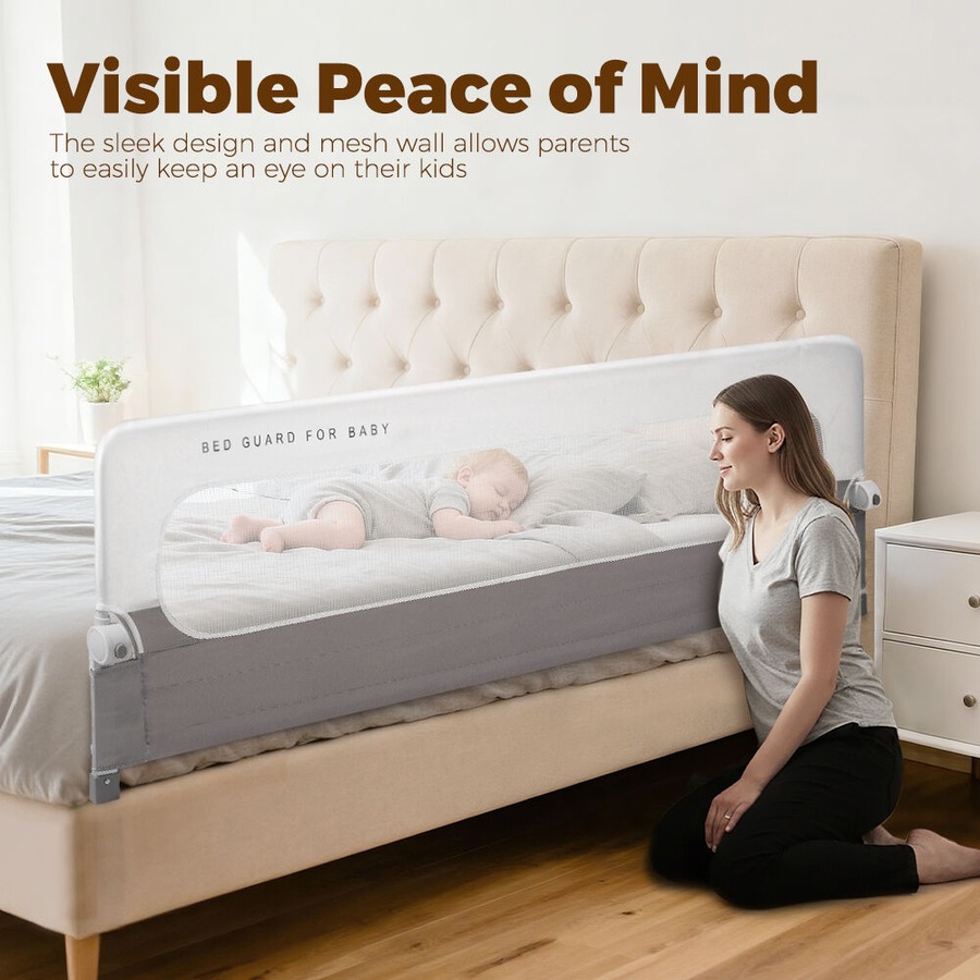 Playpals Baby Bed Rail Adjustable Folding Guard 150x60CM Child Toddler Protect