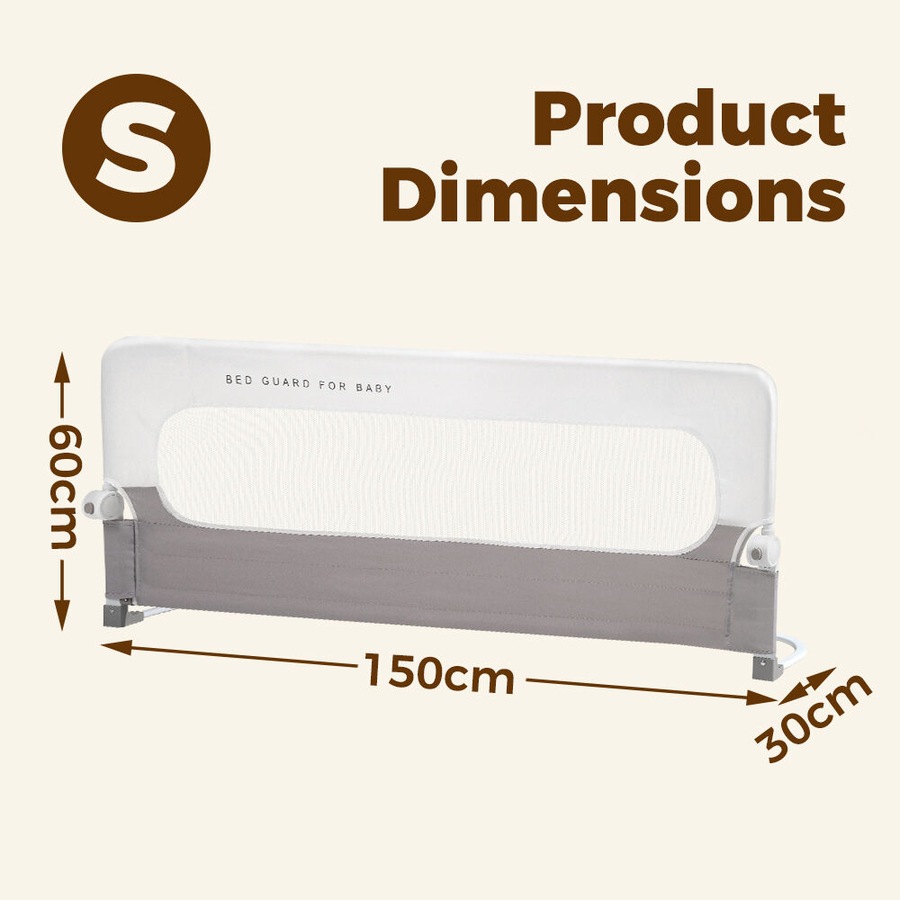 Playpals Baby Bed Rail Adjustable Folding Guard 150x60CM Child Toddler Protect