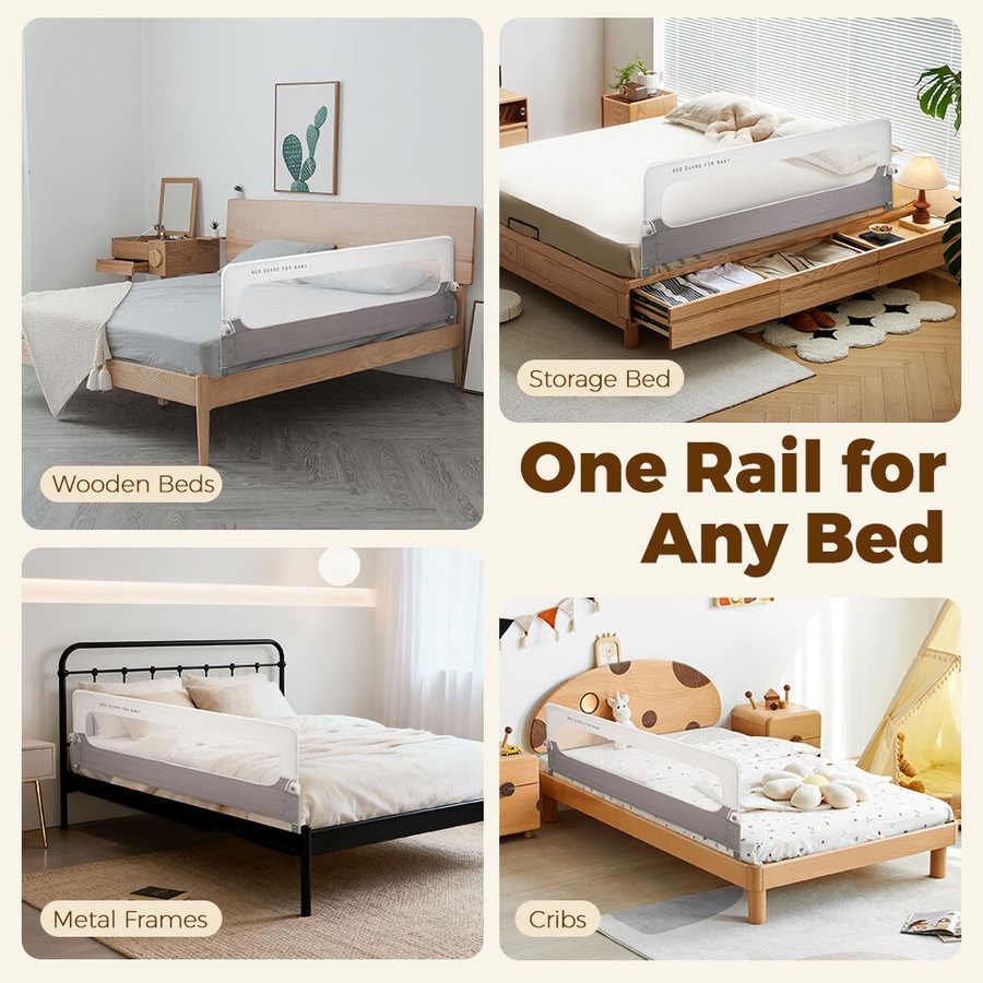 Playpals Baby Bed Rail Adjustable Folding Guard 150x60CM Child Toddler Protect