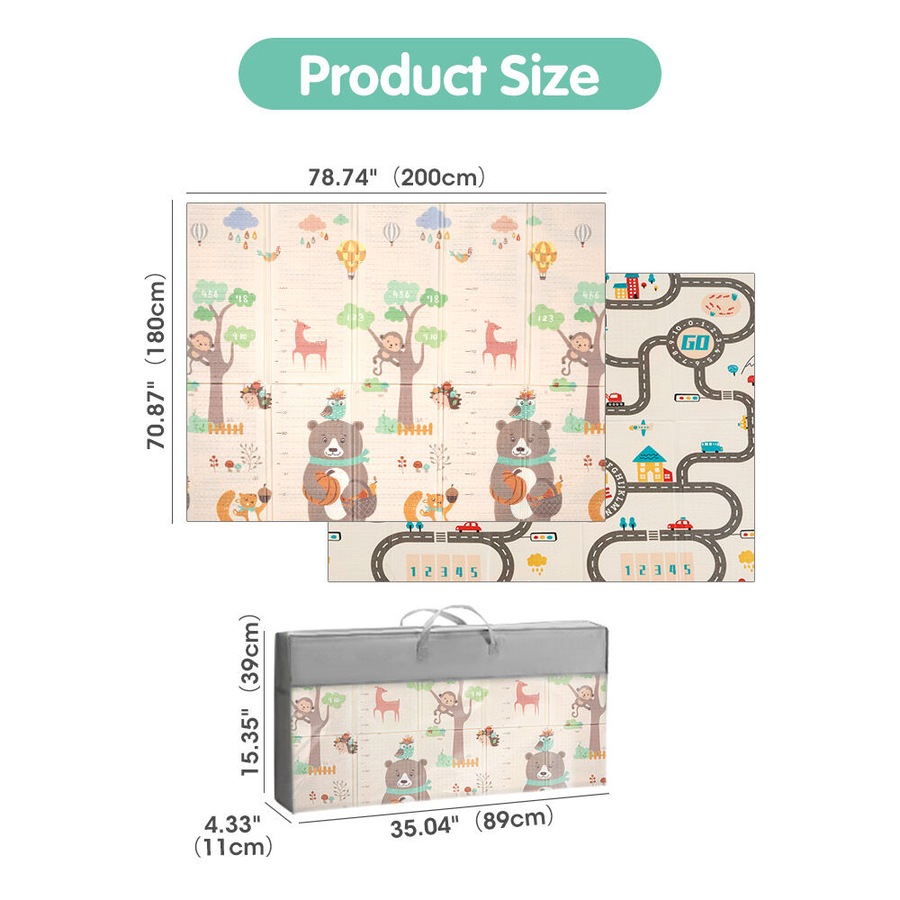 Playpals Kid Play Mat Baby Crawling Double Foldable Pad Non-slip XPE Foam Carpet