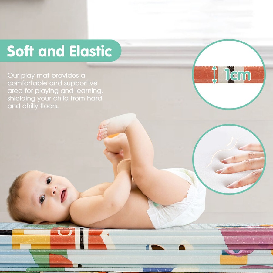 Playpals Kid Play Mat Baby Crawling Double Foldable Pad XPE Foam Non-slip Carpet
