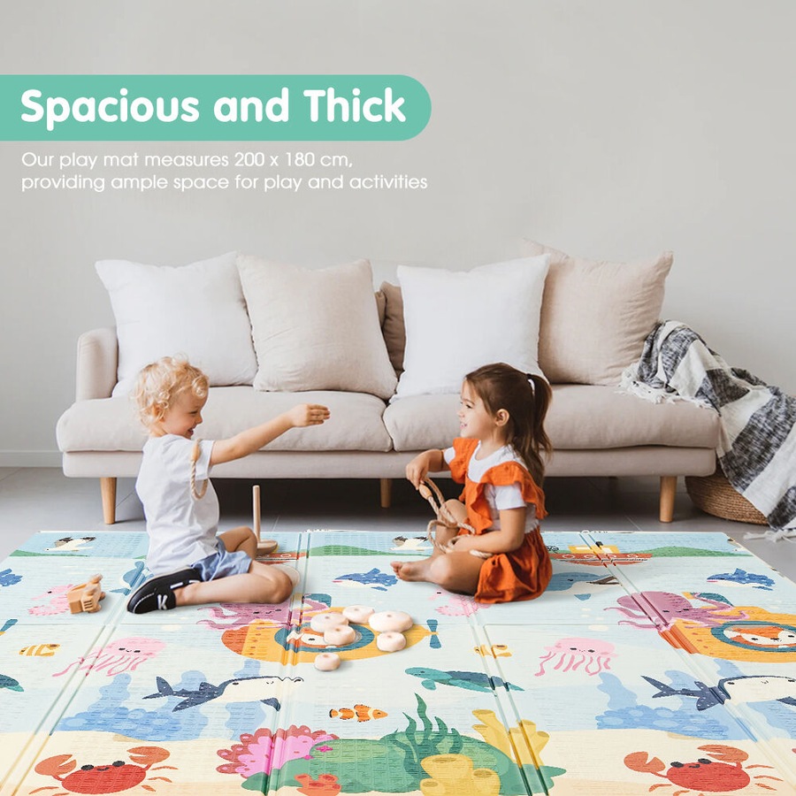 Playpals Kid Play Mat Baby Crawling Double Foldable Pad XPE Foam Non-slip Carpet