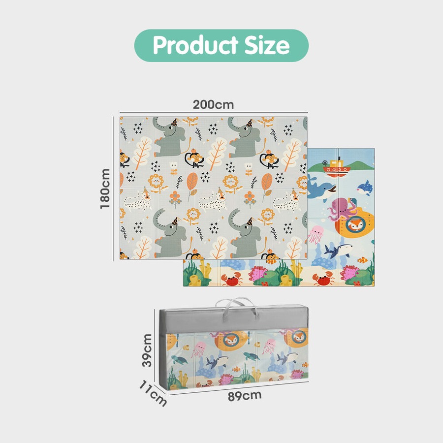 Playpals Kid Play Mat Baby Crawling Double Foldable Pad XPE Foam Non-slip Carpet