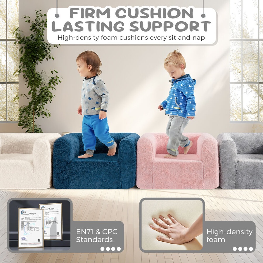 Playpals Kid Sofa Lounge Couch with Pillow High Back Toddler Chair Grey