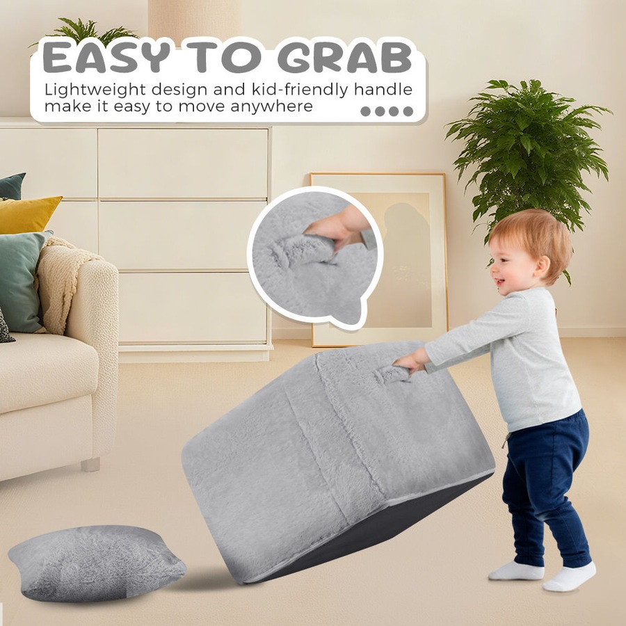 Playpals Kid Sofa Lounge Couch with Pillow High Back Toddler Chair Grey