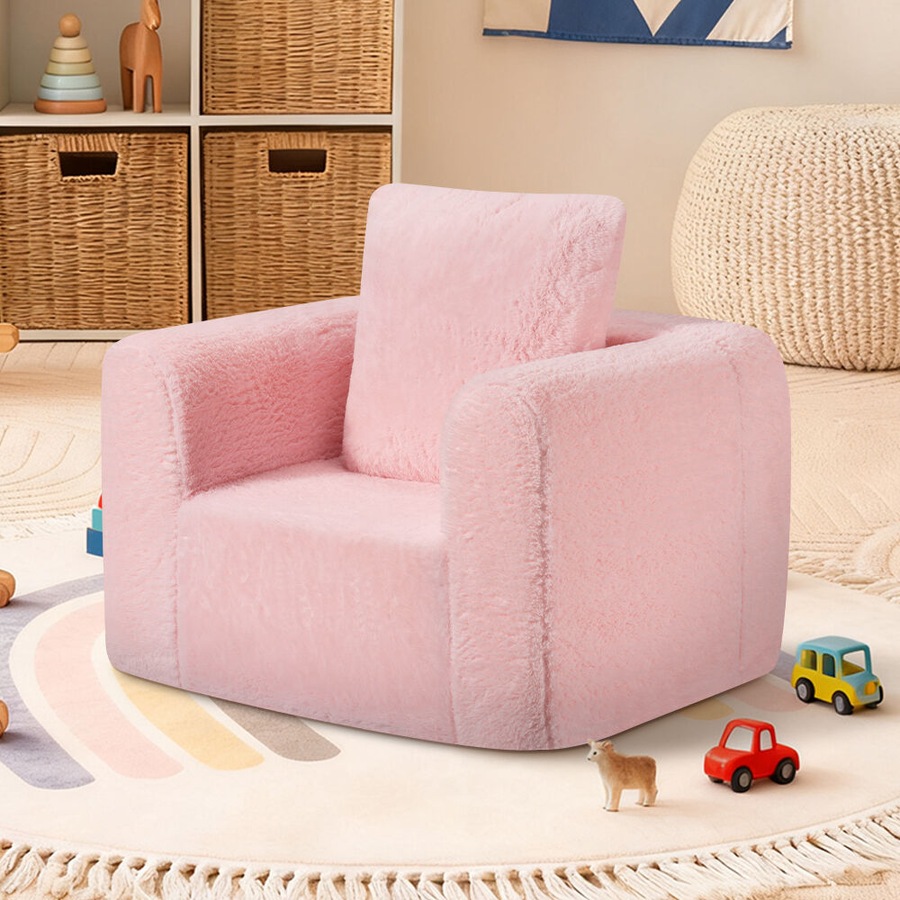 Playpals Kid Sofa Lounge Couch with Pillow High Back Toddler Chair Pink