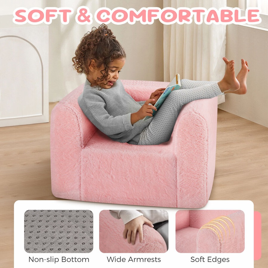 Playpals Kid Sofa Lounge Couch with Pillow High Back Toddler Chair Pink