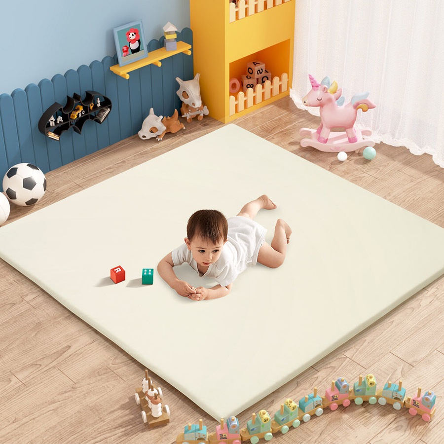 Playpals Kids Play Mat Baby Crawling Pad Soft Leather Cover Plush Foam Beige