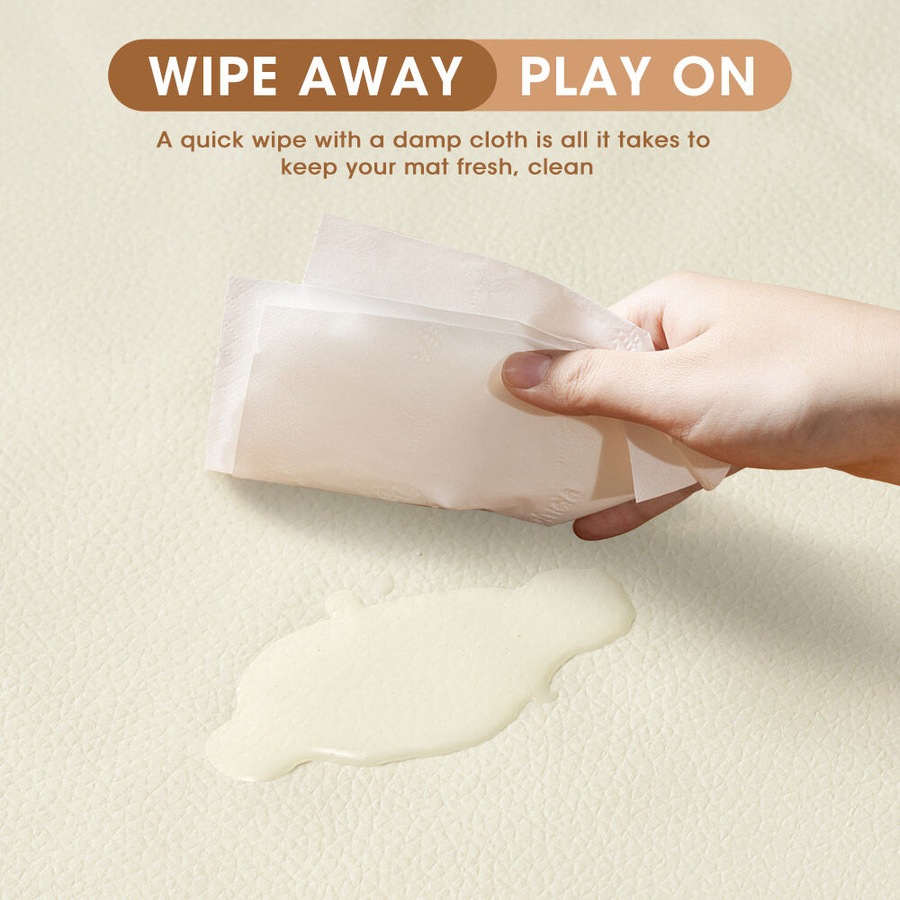 Playpals Kids Play Mat Baby Crawling Pad Soft Leather Cover Plush Foam Beige