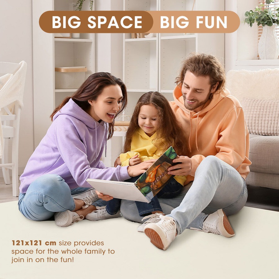 Playpals Kids Play Mat Baby Crawling Pad Soft Leather Cover Plush Foam Beige