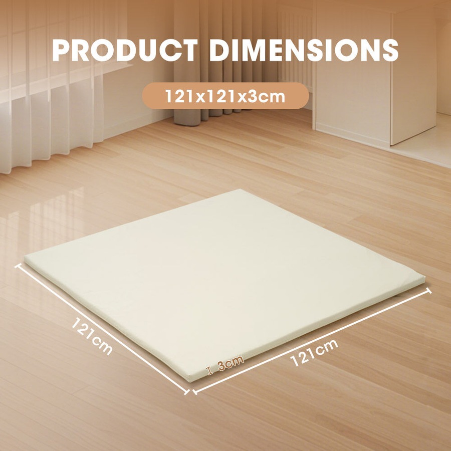 Playpals Kids Play Mat Baby Crawling Pad Soft Leather Cover Plush Foam Beige