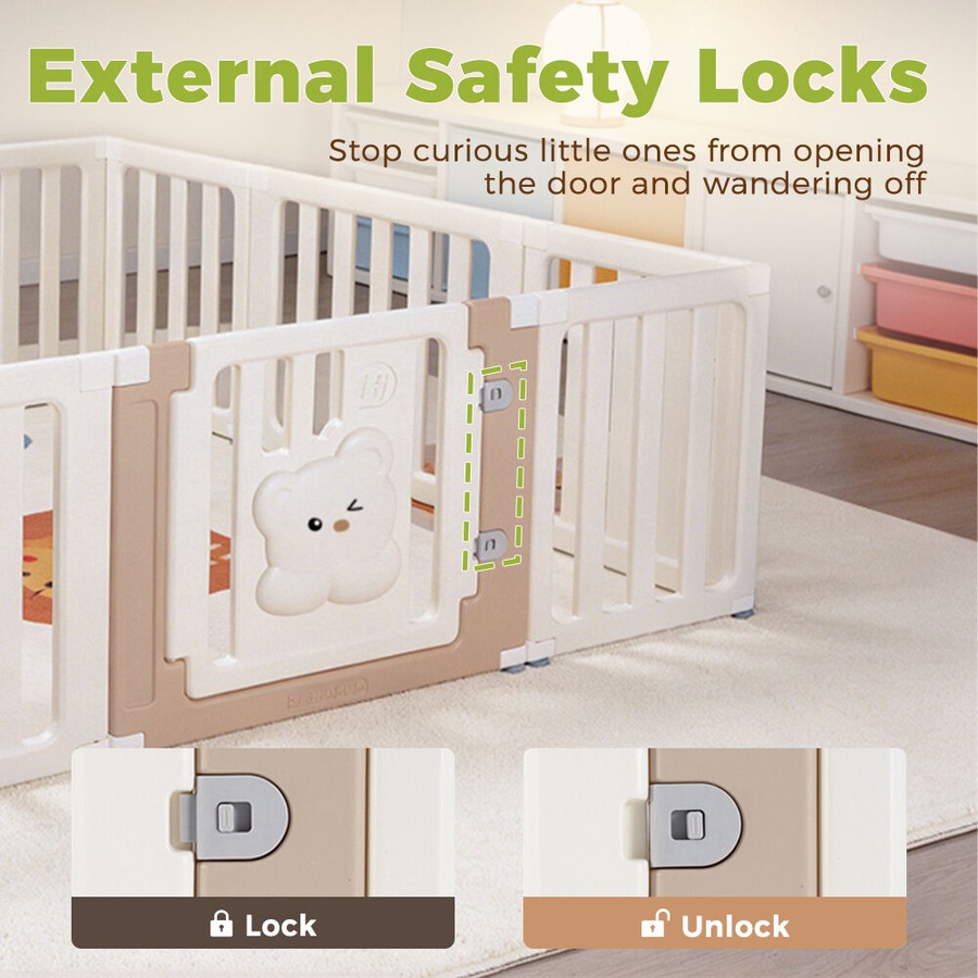 Playpals Kids Playpen 12 Panels Safety Gate with Drawing Whiteboard Play Game