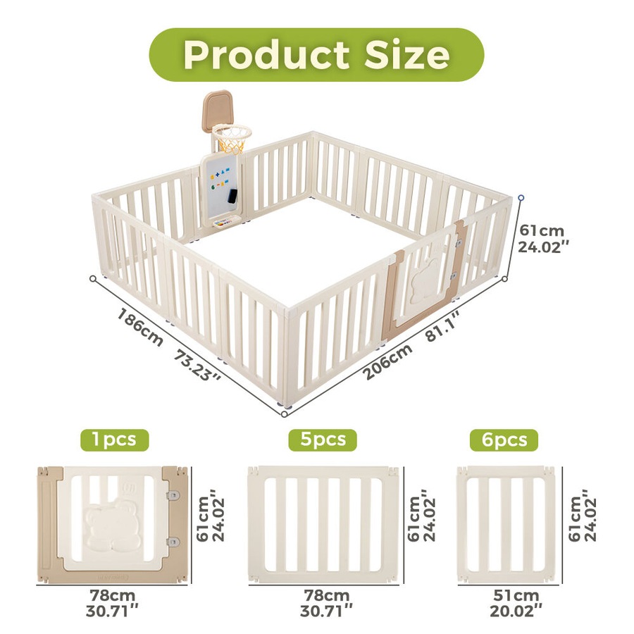 Playpals Kids Playpen 12 Panels Safety Gate with Drawing Whiteboard Play Game