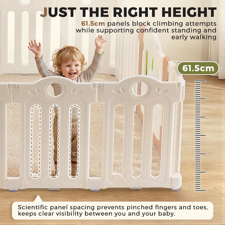 Playpals Kids Playpen 18 Panels Foldable Baby Safety Gate with Basketball Hoop