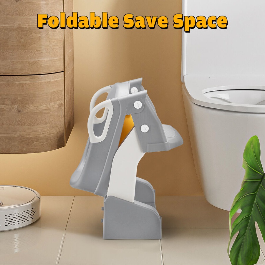 Playpals Potty Trainer Toilet Seat Chair Kids Toddler with Ladder Grey