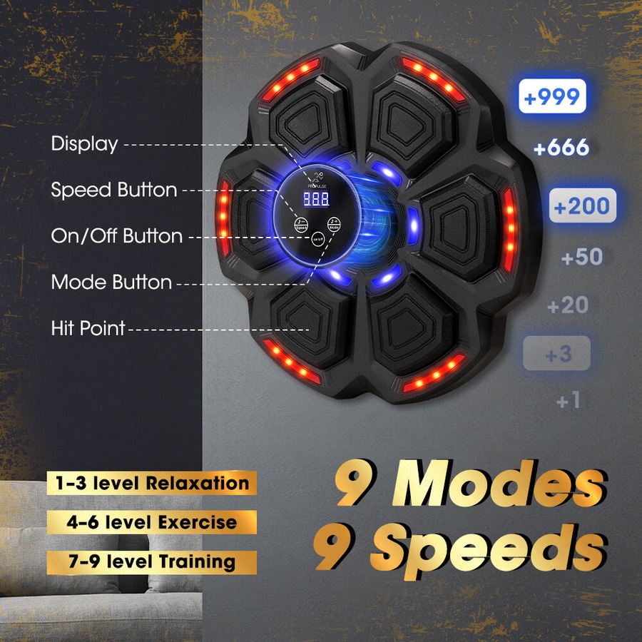 ProPulse Punching Boxing Machine Electronic Music Bluetooth Training 9 Speeds