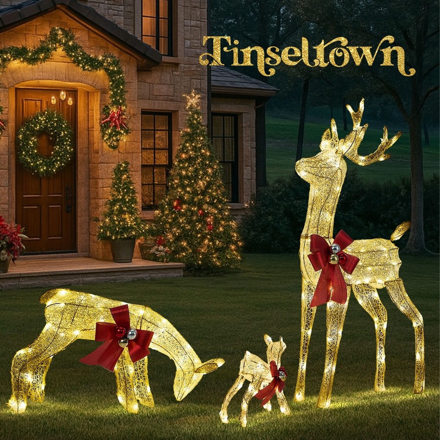 Tinseltown Christmas Lights LED 3PCS Reindeer Family Xmas Decor Indoor Outdoor