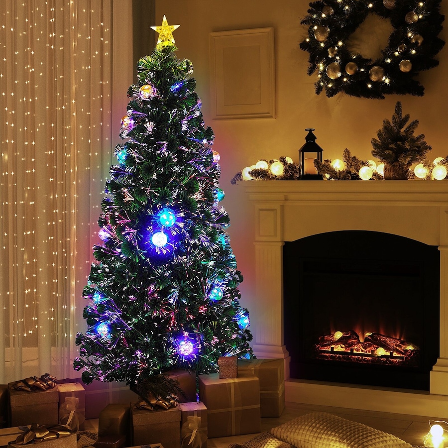 Tinseltown LED Christmas Tree 1.8M 6FT Fibre-optics Xmas Trees with Flash Lights