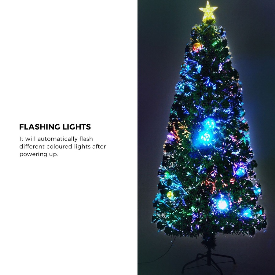Tinseltown LED Christmas Tree 1.8M 6FT Fibre-optics Xmas Trees with Flash Lights