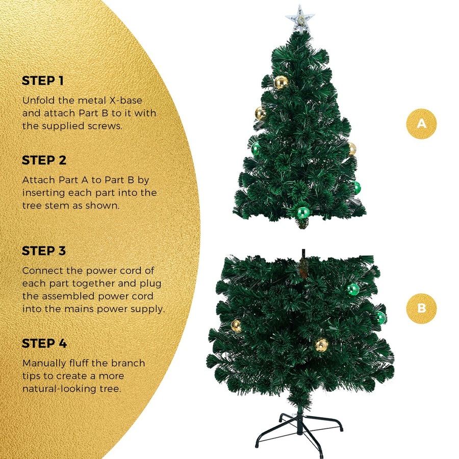 Tinseltown LED Christmas Tree 1.8M 6FT Fibre-optics Xmas Trees with Flash Lights