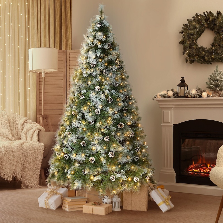 Tinseltown LED Christmas Tree 2.1M 7FT Pre-lit Light 8 Flash Modes Pine Cones