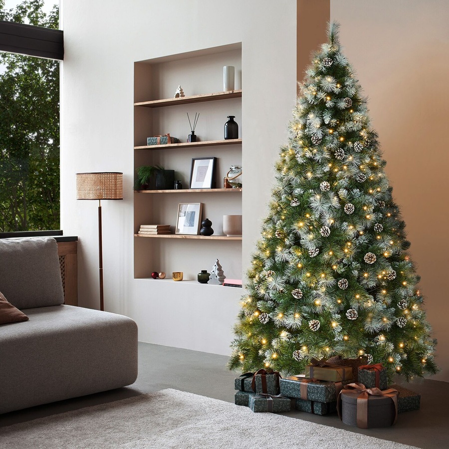 Tinseltown LED Christmas Tree 2.1M 7FT Pre-lit Light 8 Flash Modes Pine Cones