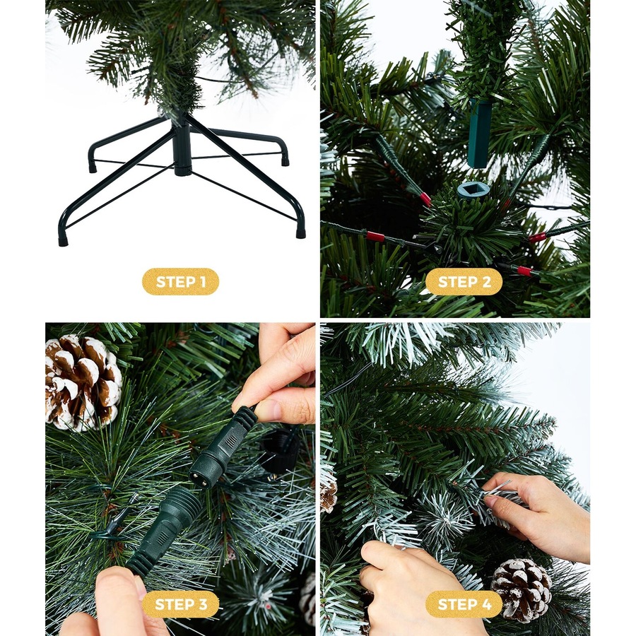 Tinseltown LED Christmas Tree 2.1M 7FT Pre-lit Light 8 Flash Modes Pine Cones