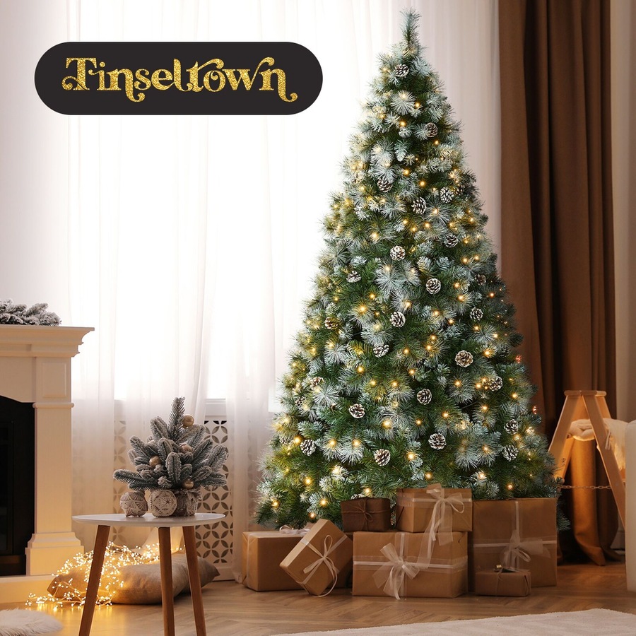 Tinseltown LED Christmas Tree 2.1M 7FT Pre-lit Light 8 Flash Modes Pine Cones