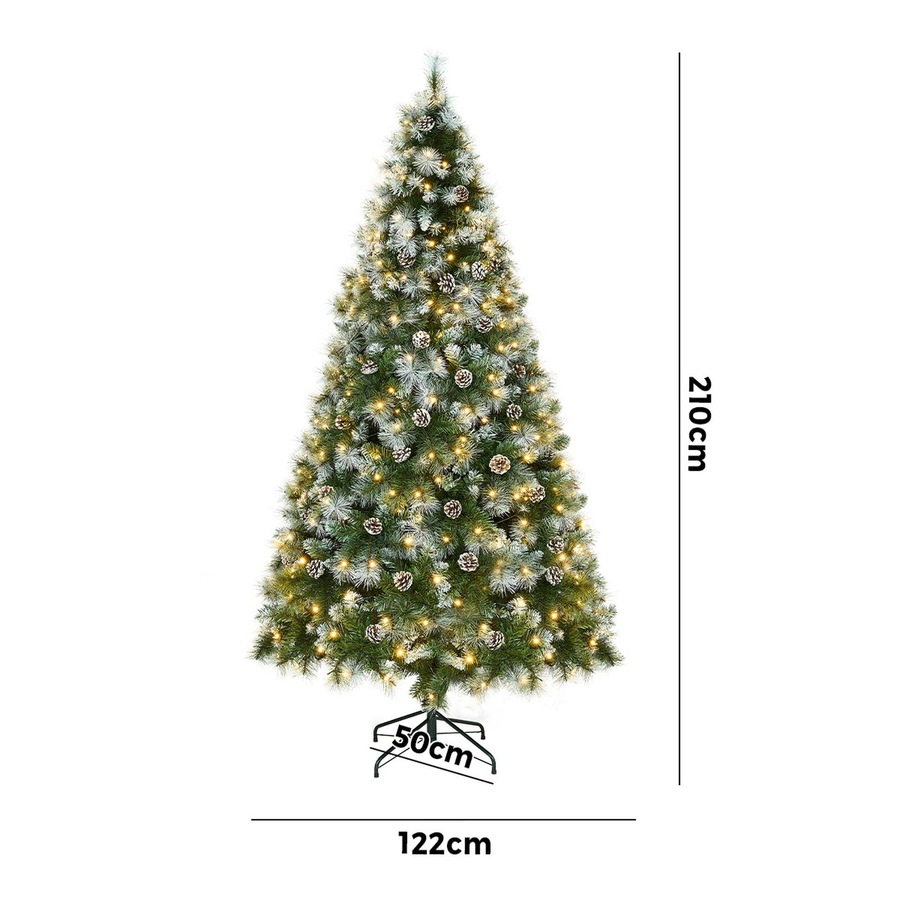 Tinseltown LED Christmas Tree 2.1M 7FT Pre-lit Light 8 Flash Modes Pine Cones