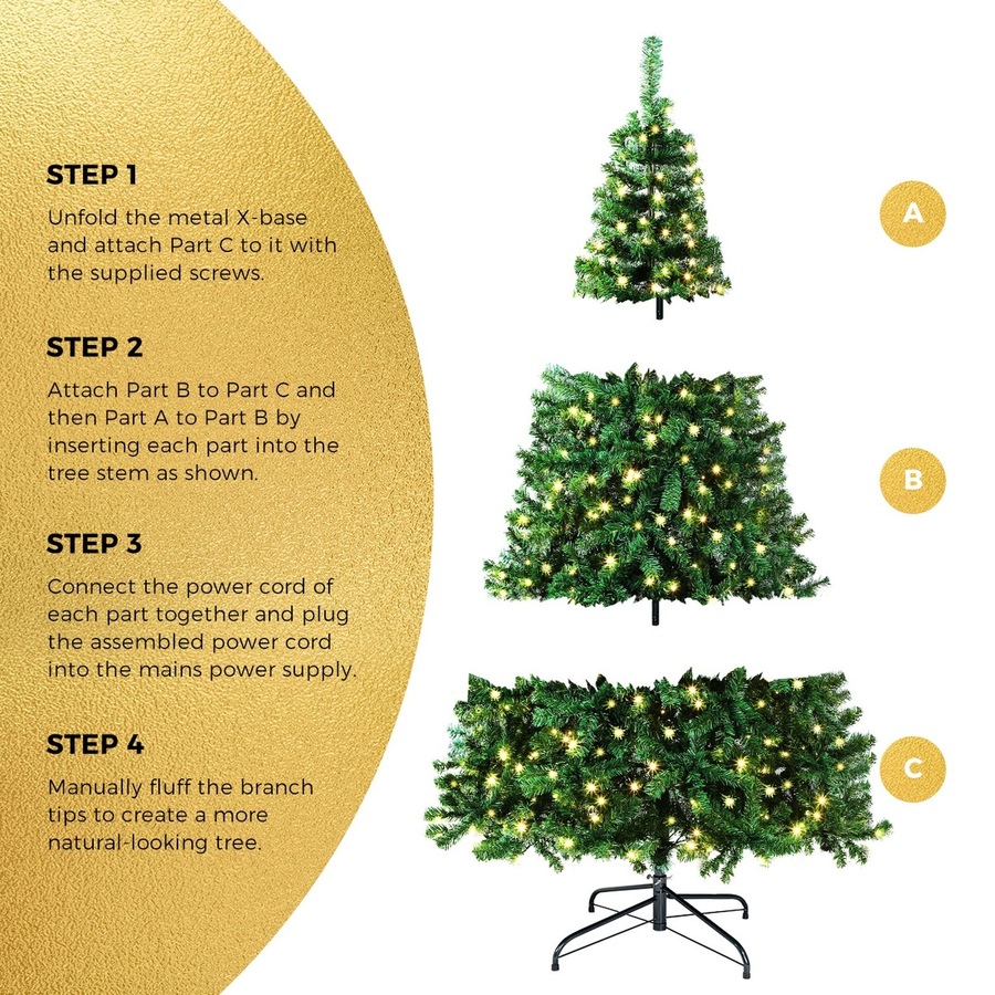 Tinseltown LED Christmas Tree 2.1M 7FT with Rattan Tree Skirt Warm Light Green