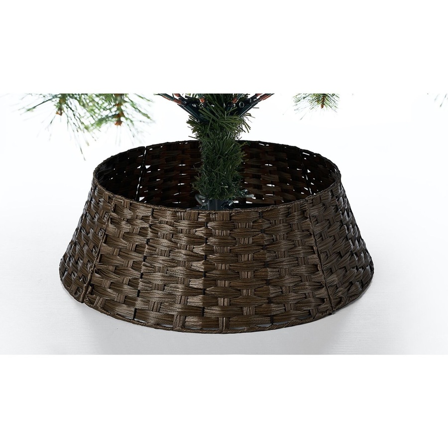 Tinseltown LED Christmas Tree 2.1M 7FT with Rattan Tree Skirt Warm Light Green
