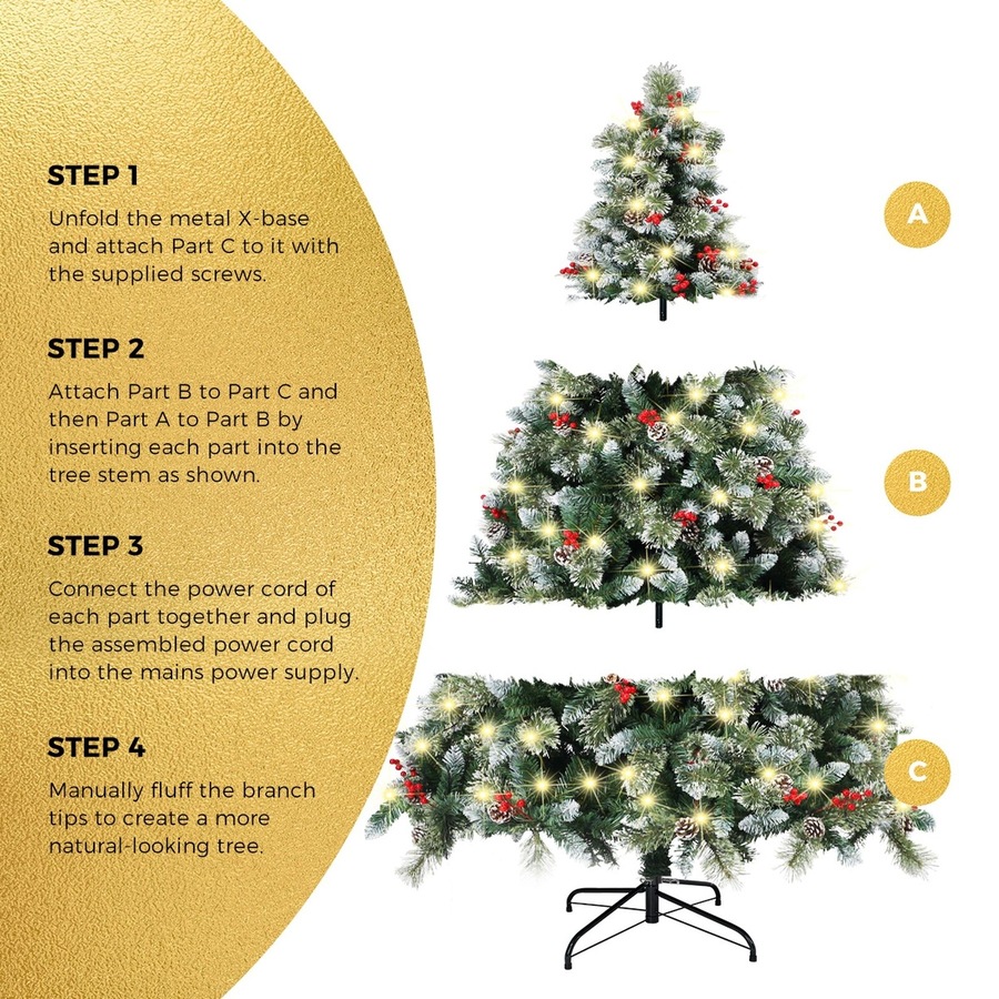 Tinseltown LED Christmas Tree 6FT 1.8M Xmas Trees Decor with Ornaments 950 Tips