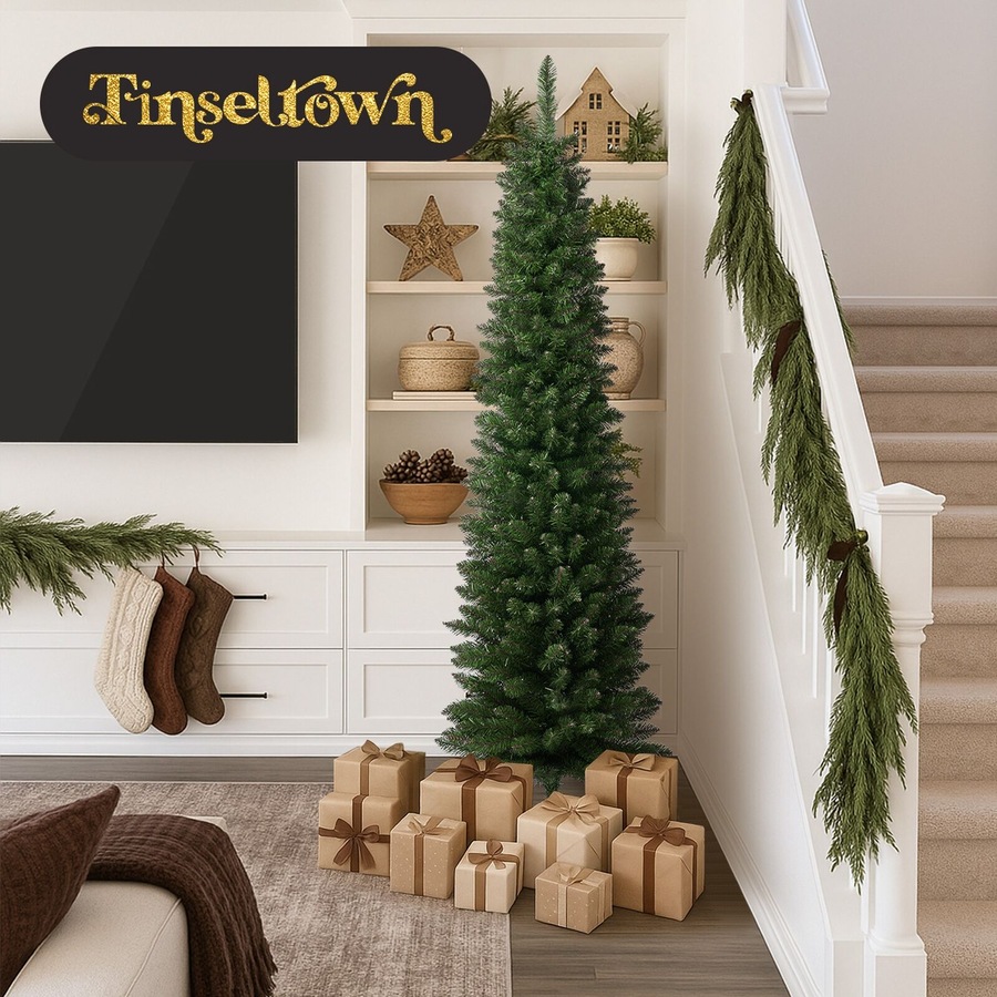 Tinseltown Slim Christmas Tree 1.8M 6FT Xmas Trees Decoration Green