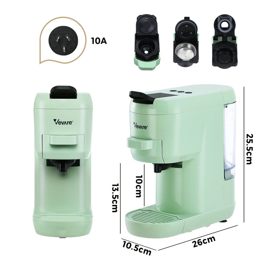 Vevare Capsule Coffee Machine 19 Bars 3 in 1 Espresso Nespresso/Dolce-Gusto Maker Mint