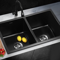 Welba Kitchen Sink 77x45cm Granite Stone Kitchen Sinks in Black