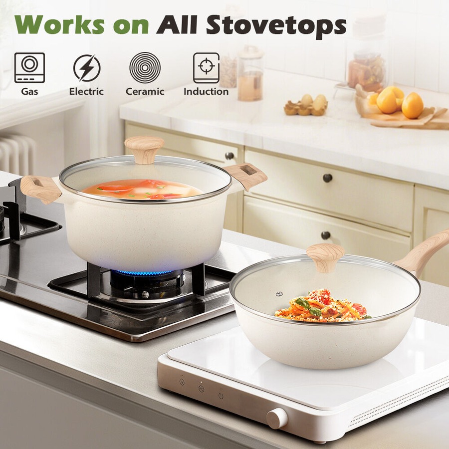 ZUNI 13PCS Cookware Pots & Pans Set Nonstick Granite Coating Cooking Utensil