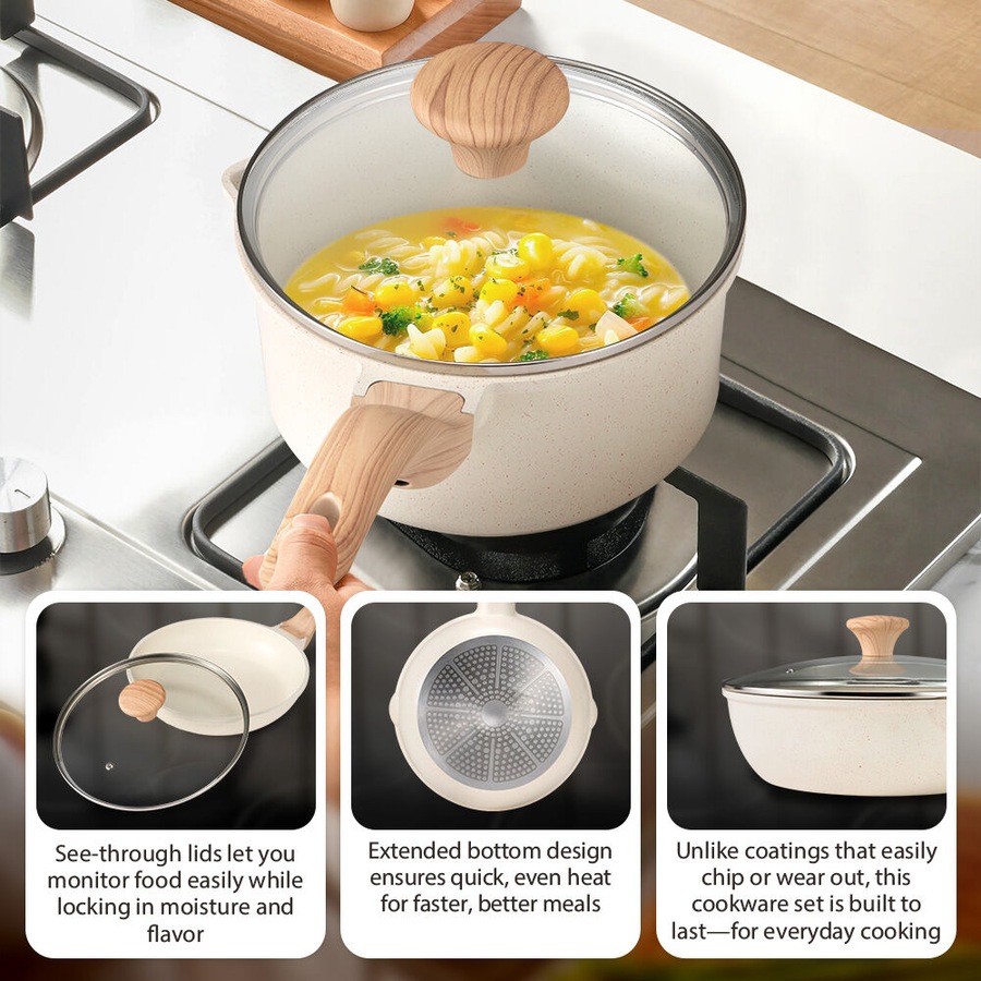 ZUNI 13PCS Cookware Pots & Pans Set Nonstick Granite Coating Cooking Utensil