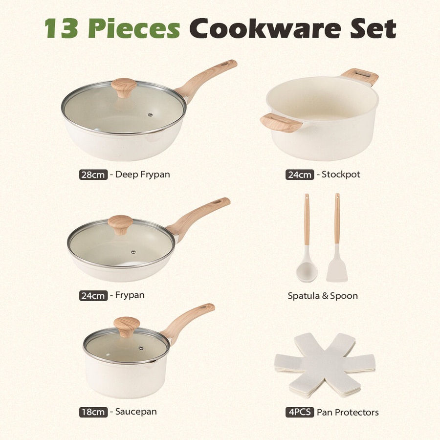ZUNI 13PCS Cookware Pots & Pans Set Nonstick Granite Coating Cooking Utensil