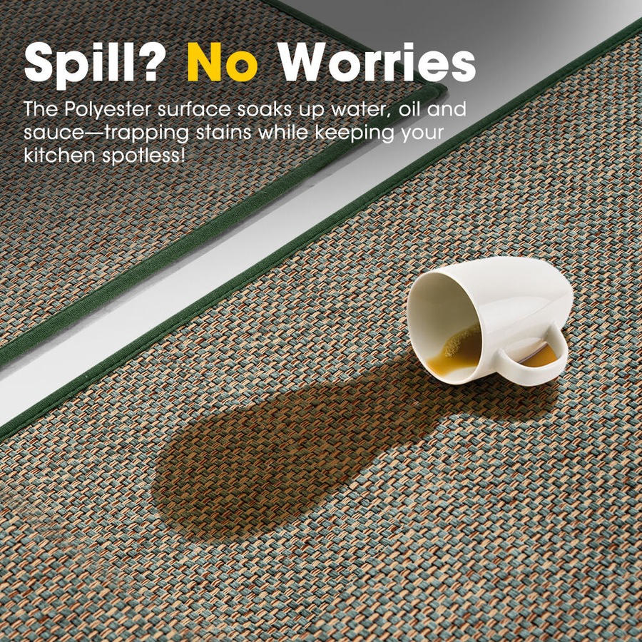 ZUNI 2PCS Kitchen Mats Non Slip Anti Fatigue Door Rugs Floor Mat Green