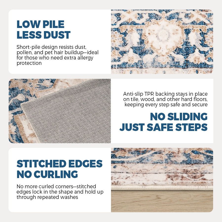 ZUNI Floor Rug Soft Fluffy Area Rugs Bedroom Living Room 120x160cm Pale Blue