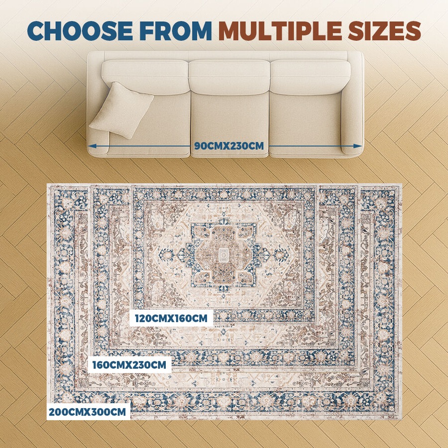 ZUNI Floor Rug Soft Fluffy Area Rugs Bedroom Living Room 120x160cm Pale Blue