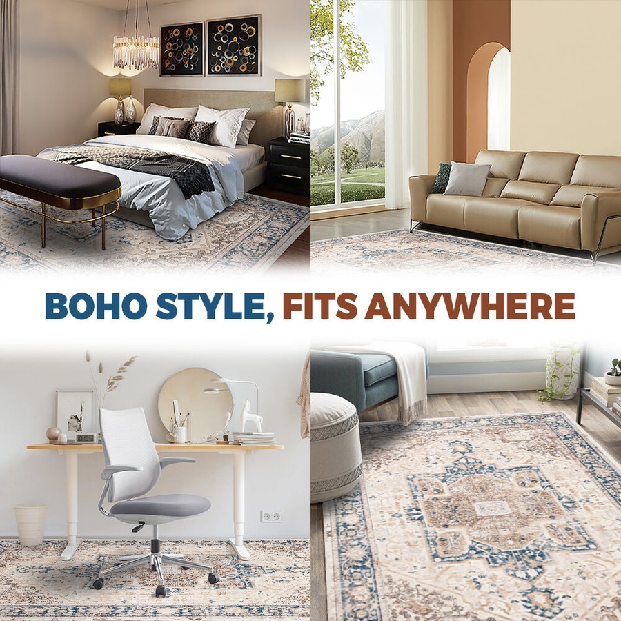 ZUNI Floor Rug Soft Fluffy Area Rugs Bedroom Living Room 120x160cm Pale Blue