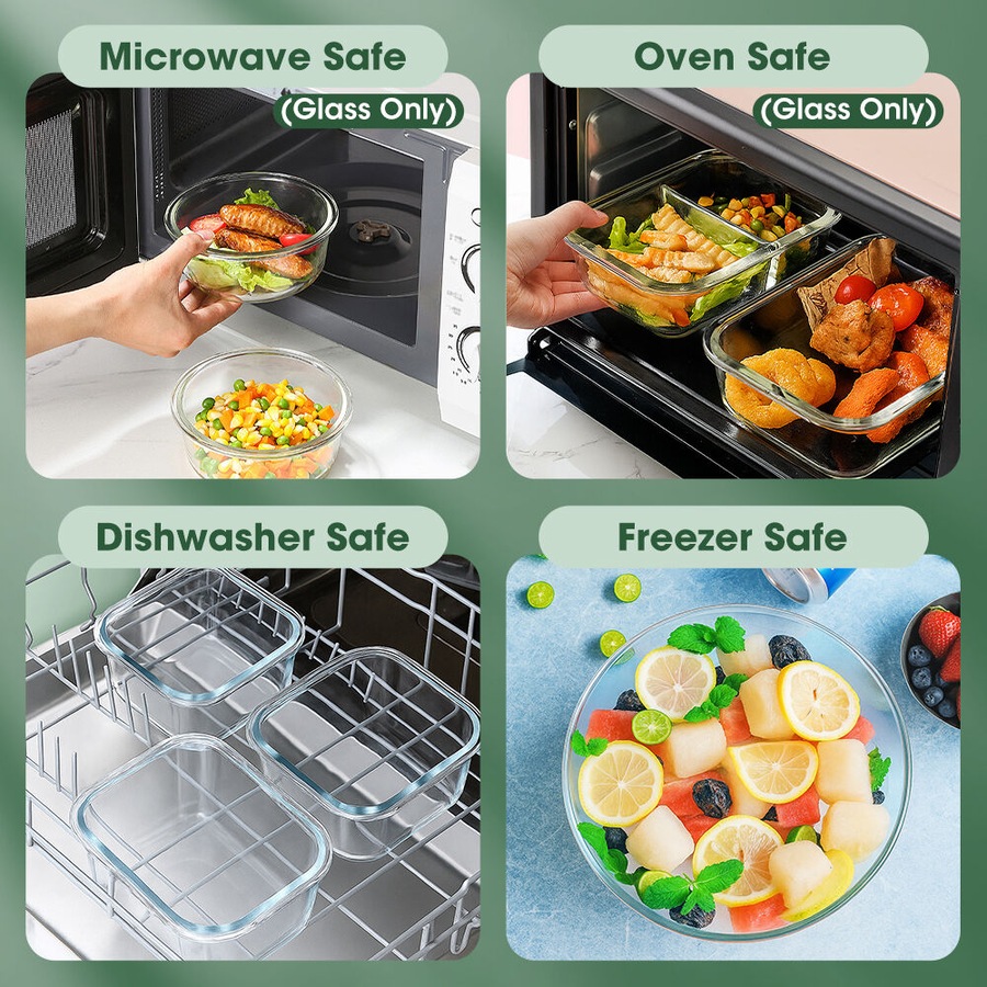 ZUNI Glass Food Container with Lid Airtight 10 Packs Meal Prep Storage