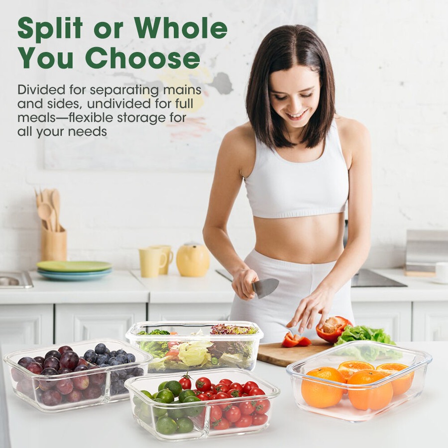 ZUNI Glass Food Container with Lid Airtight 10 Packs Meal Prep Storage