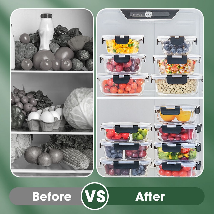 ZUNI Glass Food Container with Lid Airtight 10 Packs Meal Prep Storage