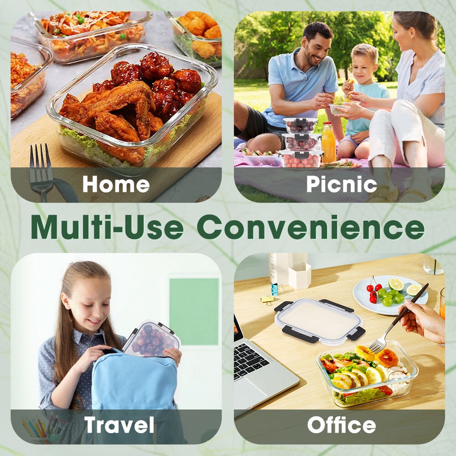 ZUNI Glass Food Container with Lid Airtight 10 Packs Meal Prep Storage