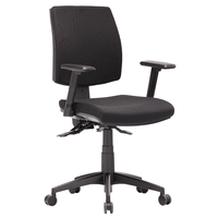 CLICK Low Back WITH HEIGHT ADJUSTABLE ARMS Task Chair METRO BLACK FABRIC 
