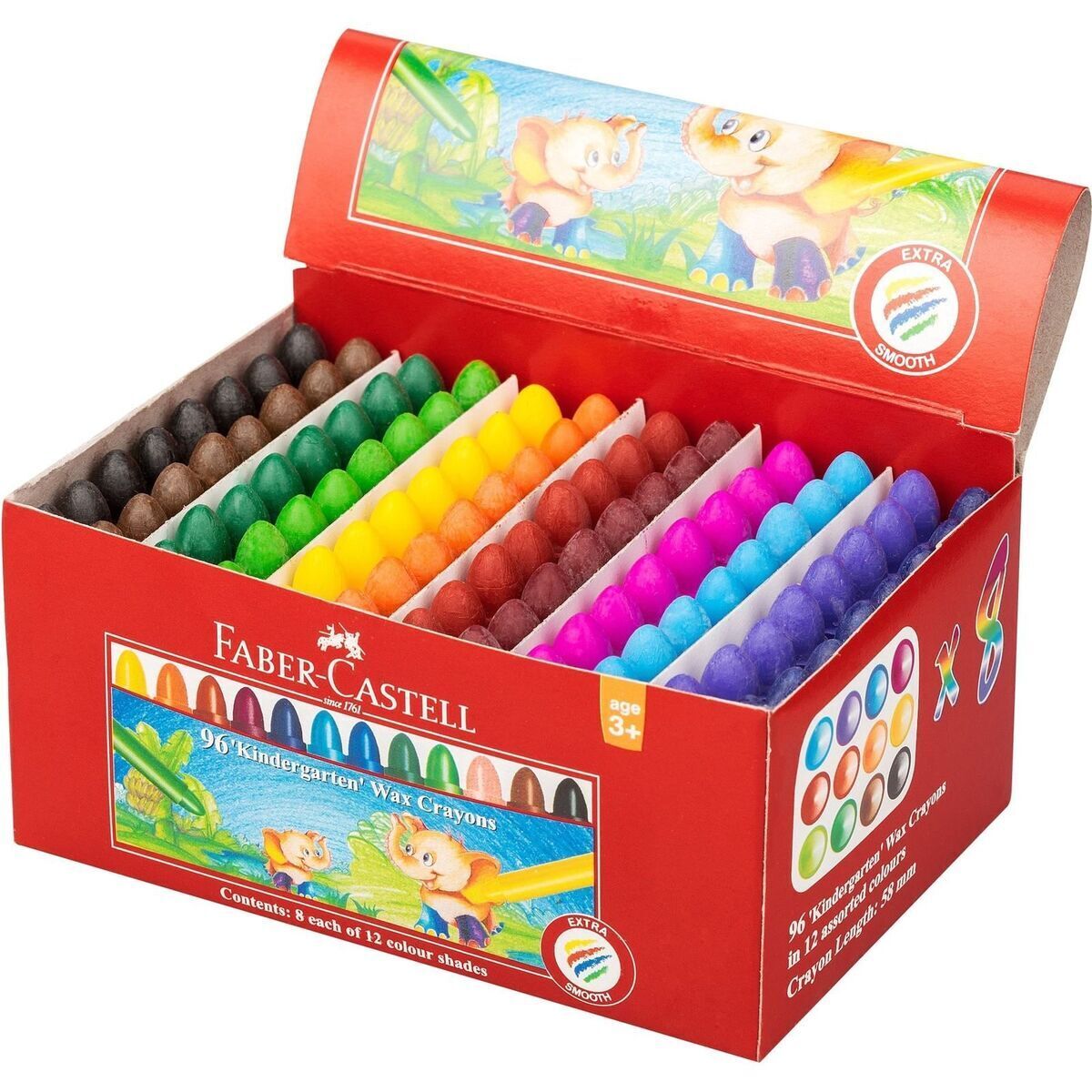 FABER-CASTELL Kindergarten Wax Crayons Assorted Box of 96