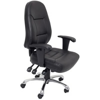 Furnx High Back Ergonomic Task Chair Black Pu Chrome Base Adjustable Arms - Each