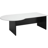LOGAN P END DESK 2100mm W x 900/ 1200mm D x 730mm H White & Ironstone